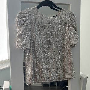 Rachel Zoe Silver Sequin Top